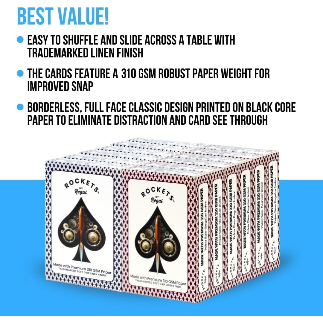 Set de Cartas de Juego a Granel Regal Games - 12 Barajas 310 GSM