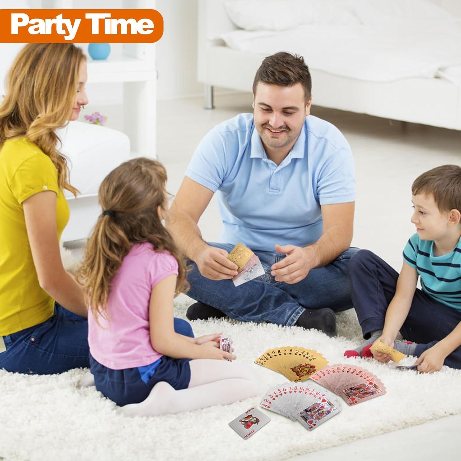 Jucoan 6 Barajas de Cartas de Juego Impermeables - Dorado, Plateado, Rosado