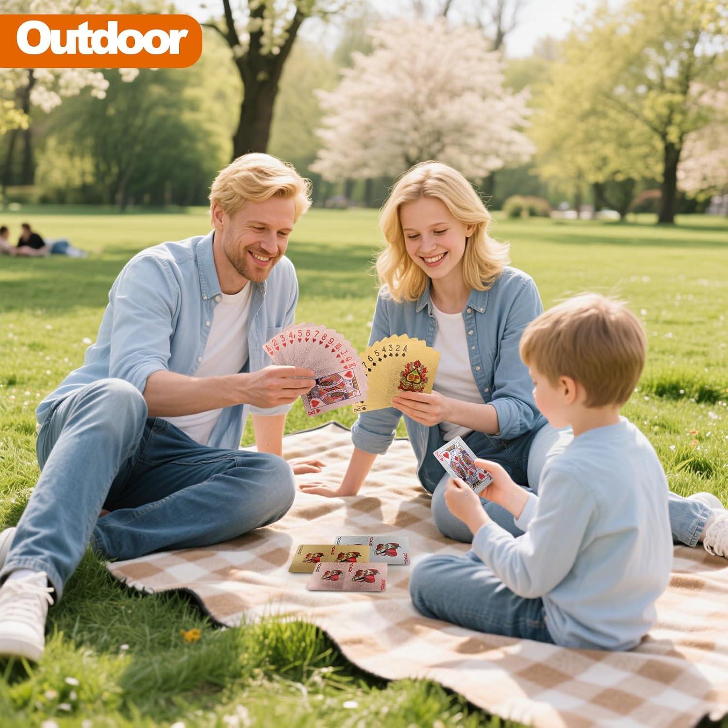 Jucoan 6 Barajas de Cartas de Juego Impermeables - Dorado, Plateado, Rosado