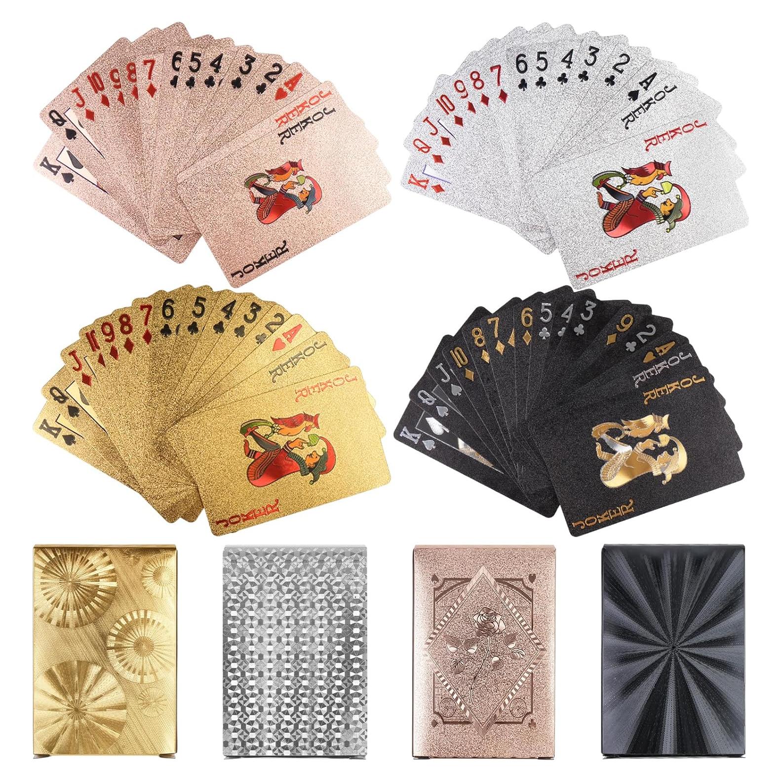 4 Barajas de Cartas de Juego Impermeables KKONHII 57x87mm