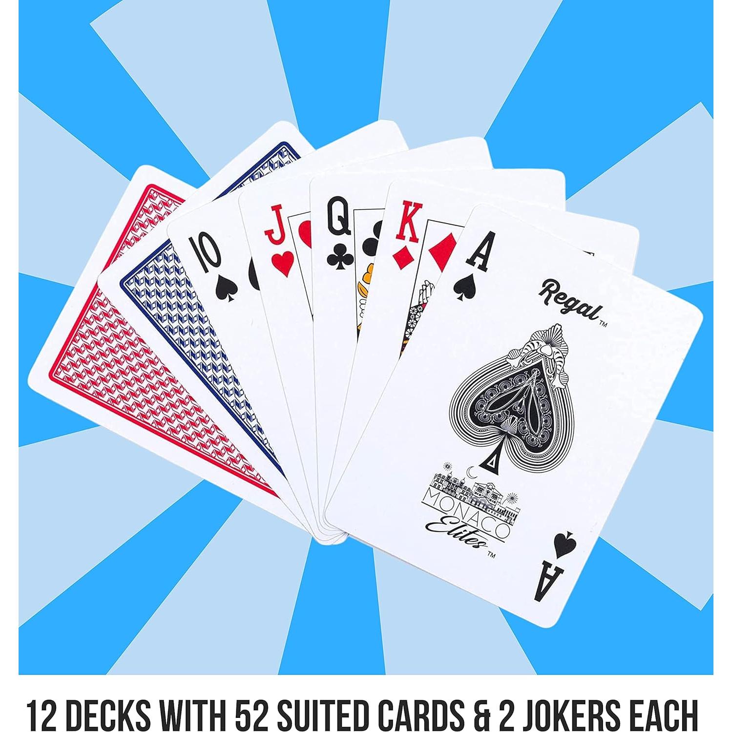 Juego de 12 Barajas de Póker Regal Games Elite Monaco 100% Plástico