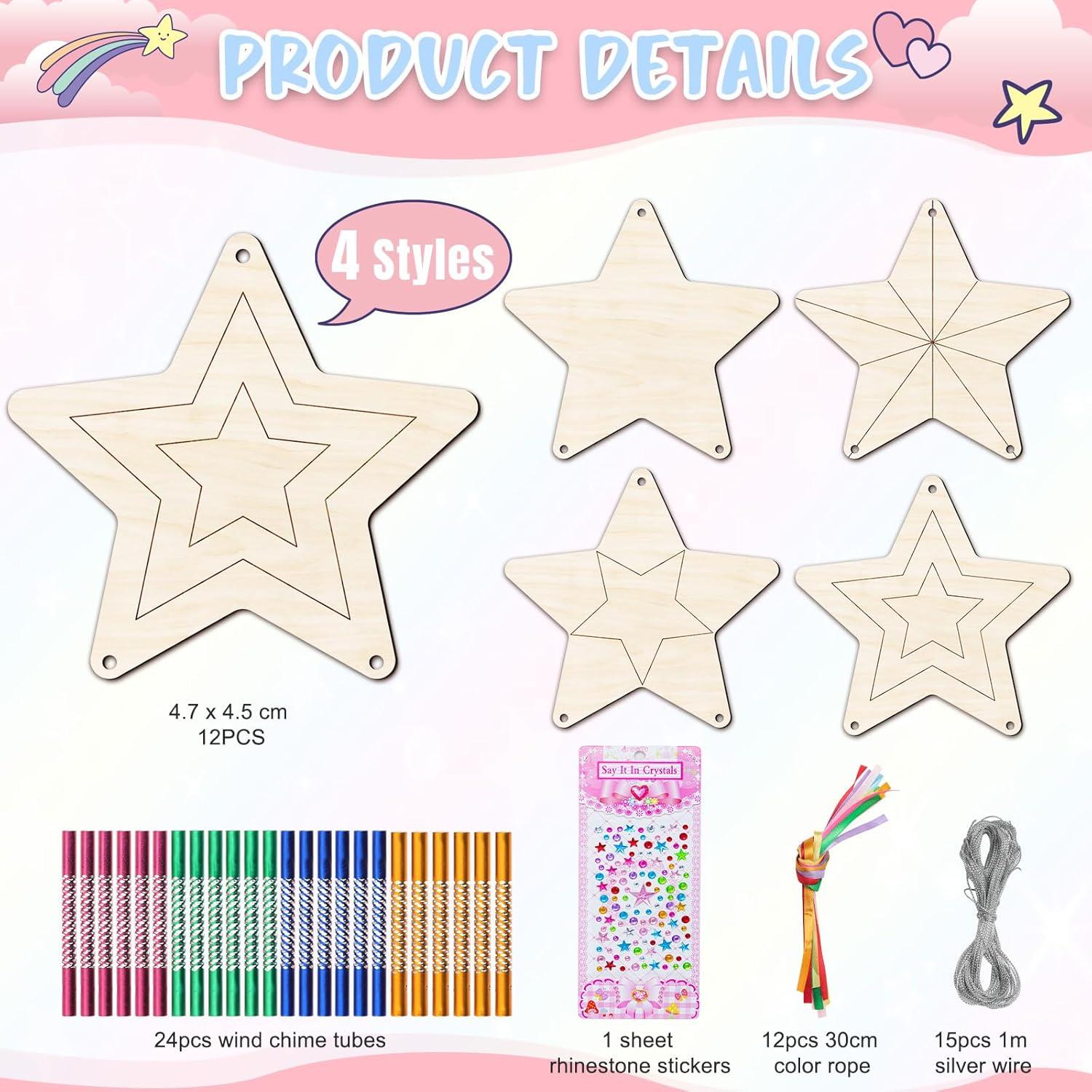 Kit de Campanas de Viento de Madera TREACLUB - 12 Piezas