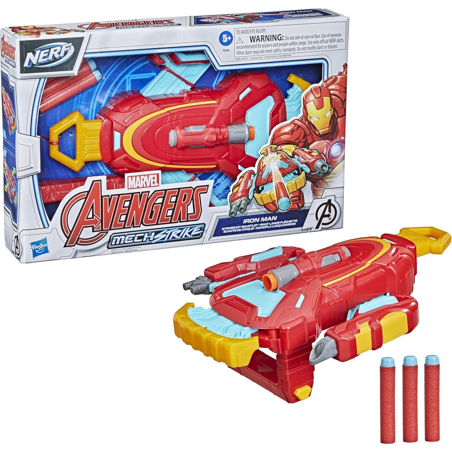 Guantelete Strikeshot Iron Man Marvel con 3 Dardos NERF