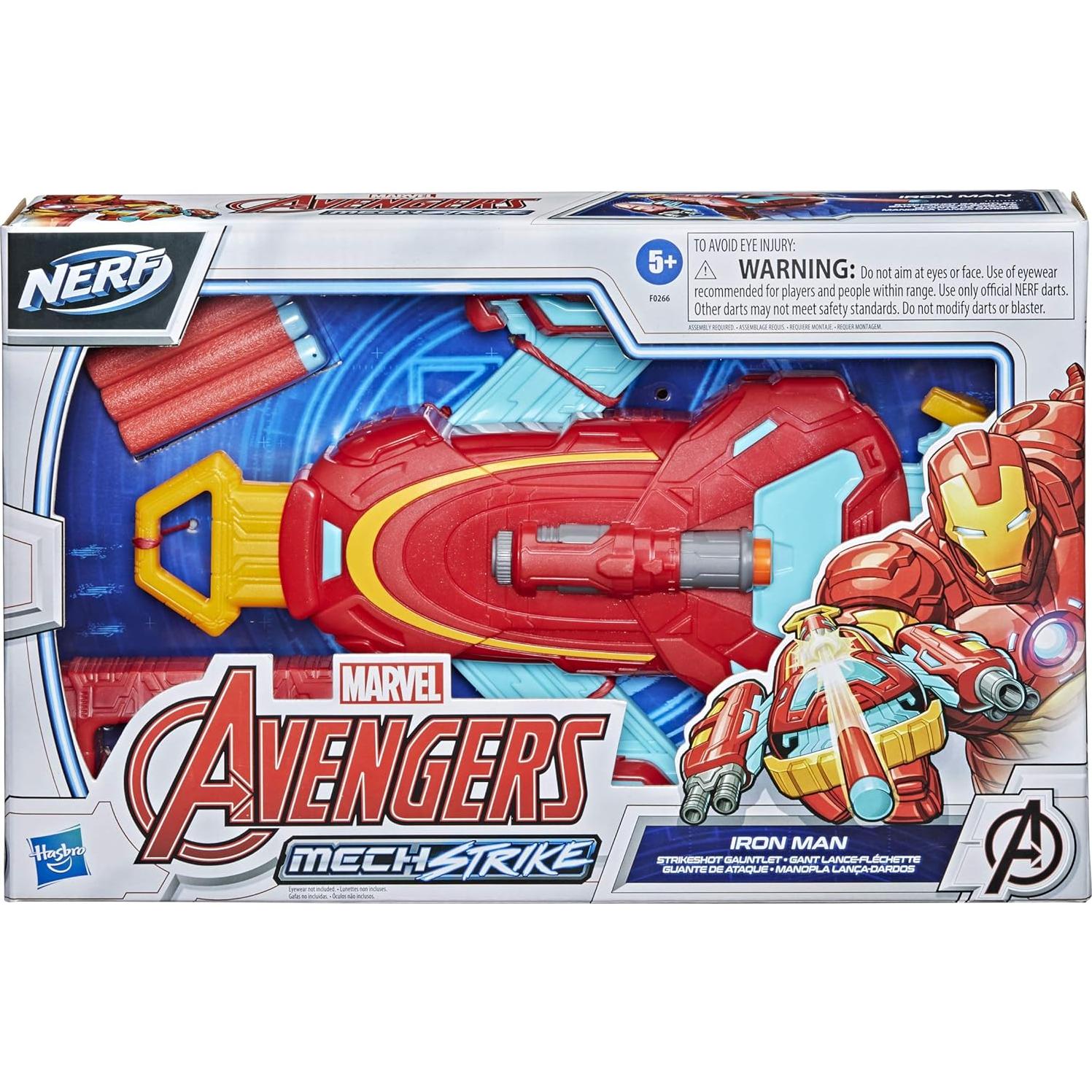 Guantelete Strikeshot Iron Man Marvel con 3 Dardos NERF