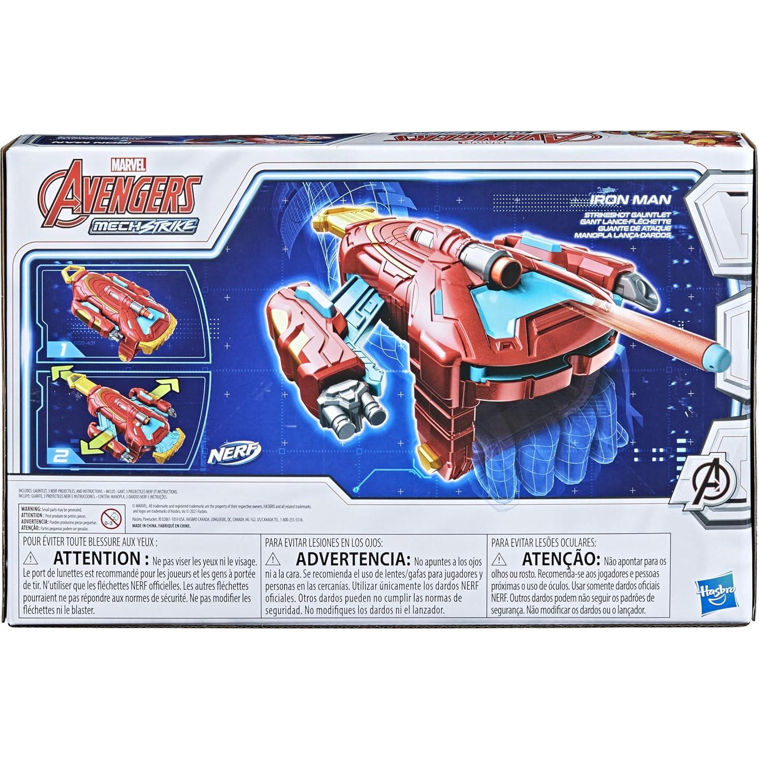 Guantelete Strikeshot Iron Man Marvel con 3 Dardos NERF