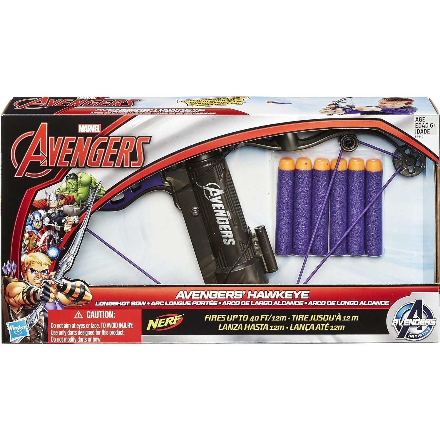 Juguete de arco Longshot Hawkeye Marvel 6 dardos 12m