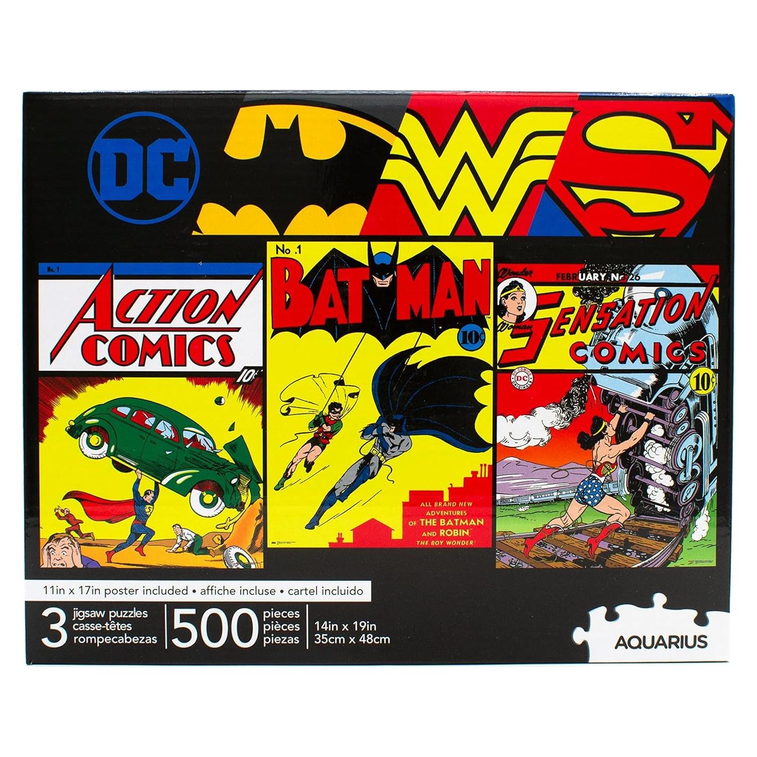 Set de 3 Rompecabezas DC Comics 500 Piezas - Superman, Batman, Wonder Woman