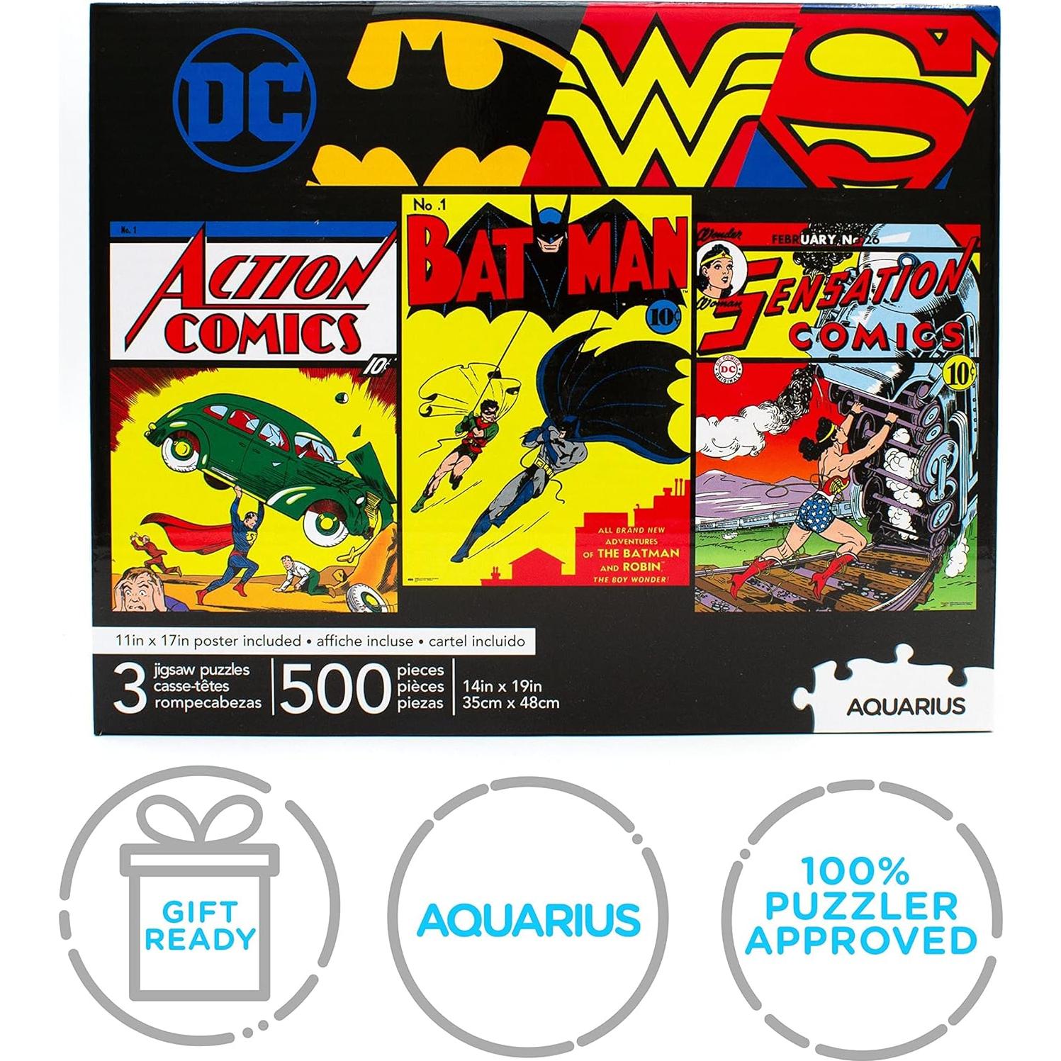 Set de 3 Rompecabezas DC Comics 500 Piezas - Superman, Batman, Wonder Woman