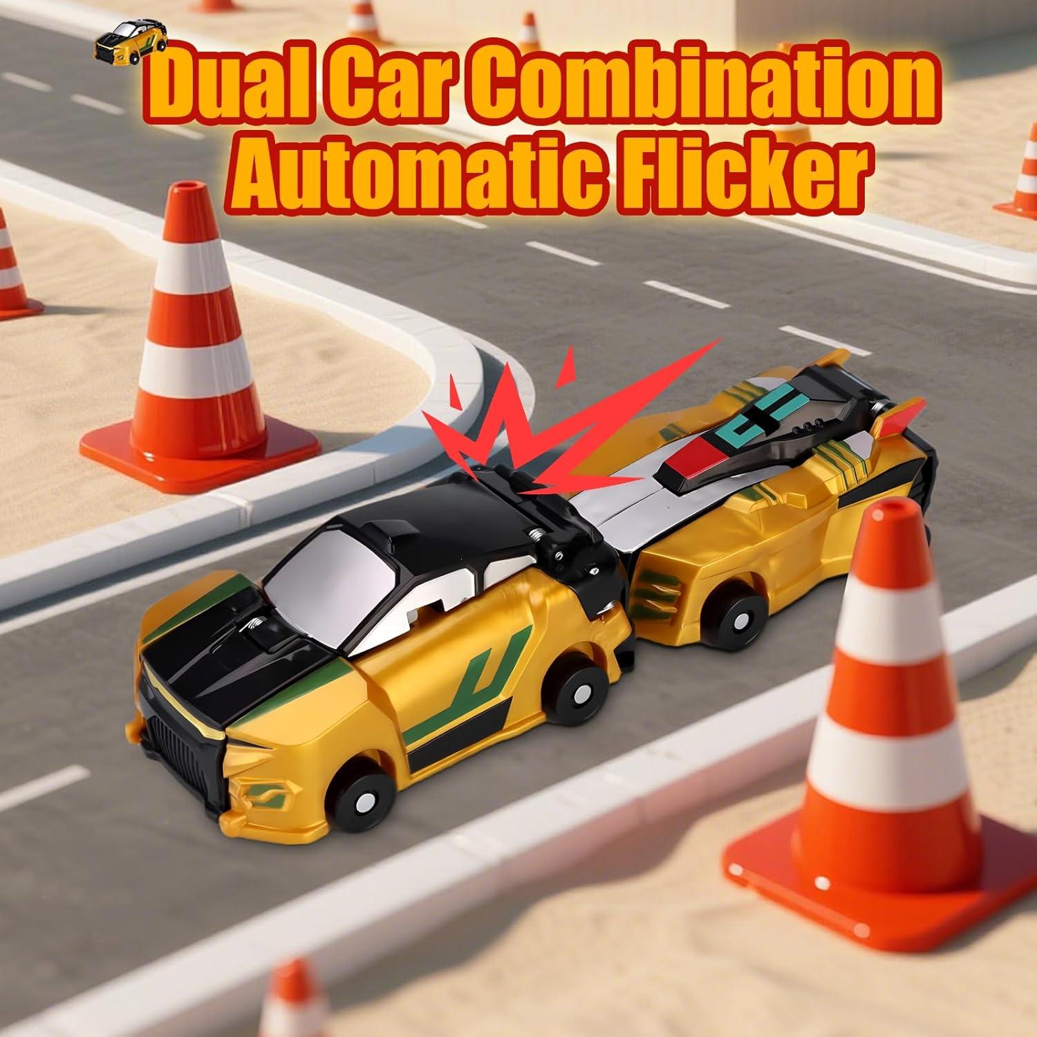 Coche Transformador Dinosaurio Dorado - Juguete Magnético 2 en 1