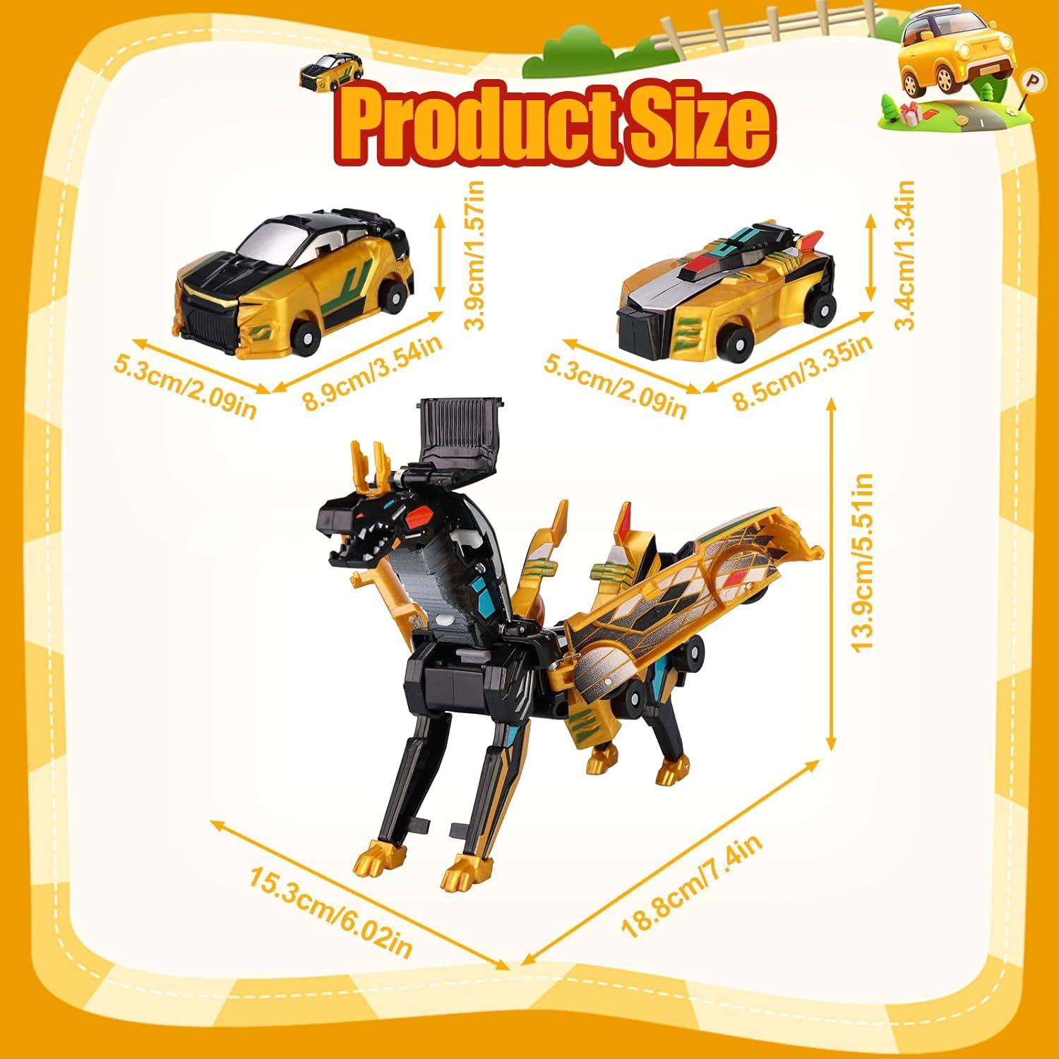 Coche Transformador Dinosaurio Dorado - Juguete Magnético 2 en 1