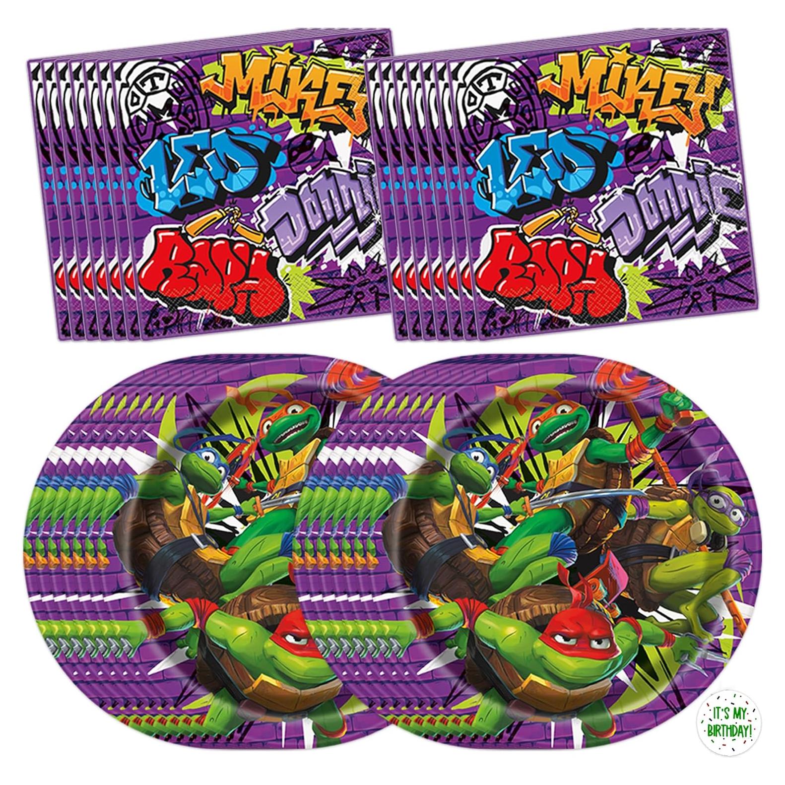 Decoraciones de Fiesta Tortugas Ninja Adolescente - 16 Platos y Servilletas