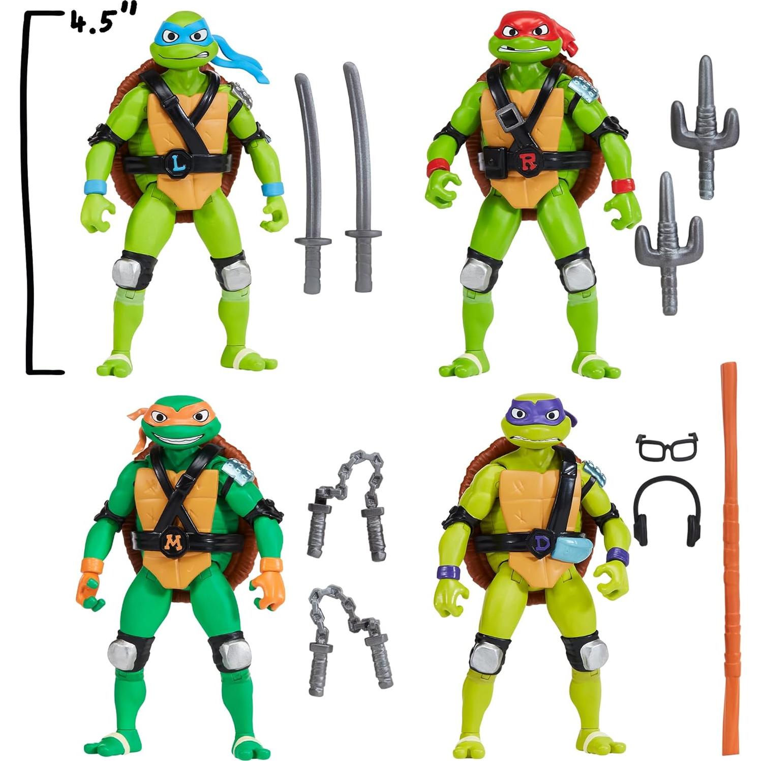 Paquete 4 Figuras Tortugas Ninja Shell Spin Playmates Toys