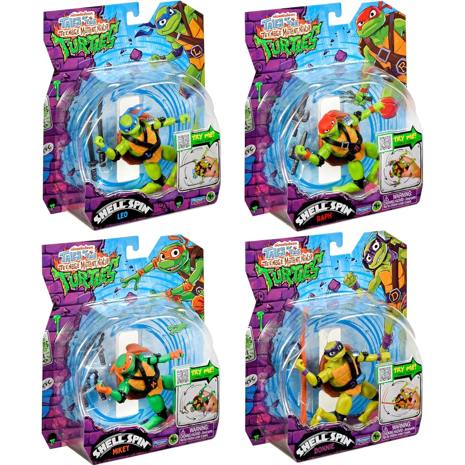 Paquete 4 Figuras Tortugas Ninja Shell Spin Playmates Toys