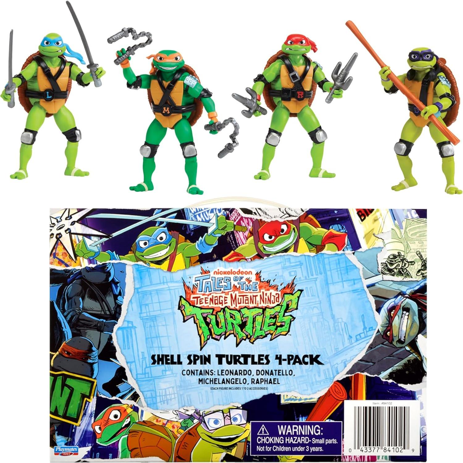 Paquete 4 Figuras Tortugas Ninja Shell Spin Playmates Toys