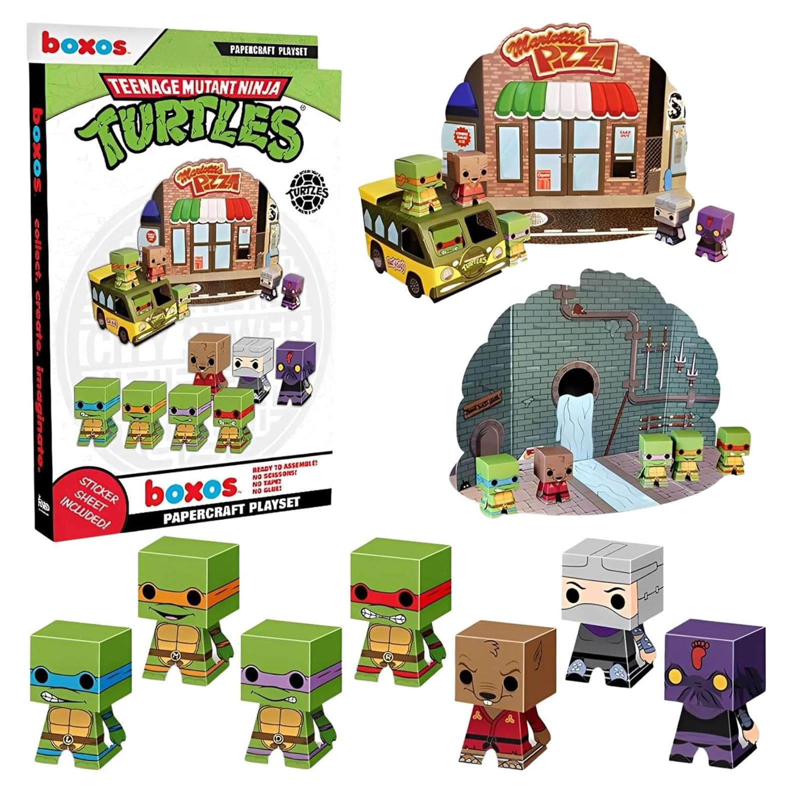 Playset Papercraft Tortugas Ninja Funko - Donatello, Michelangelo, Leonardo, Raphael, Splinter