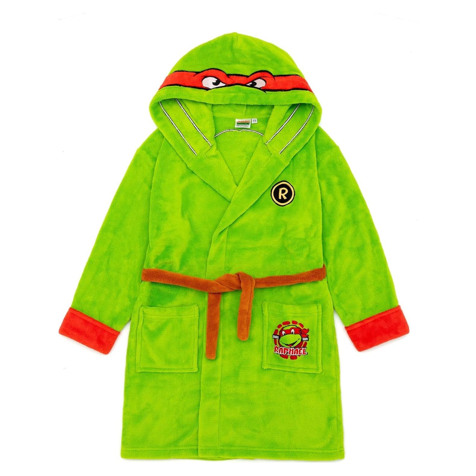 Bata de baño con capucha TMNT para niños 9-10 años verde
