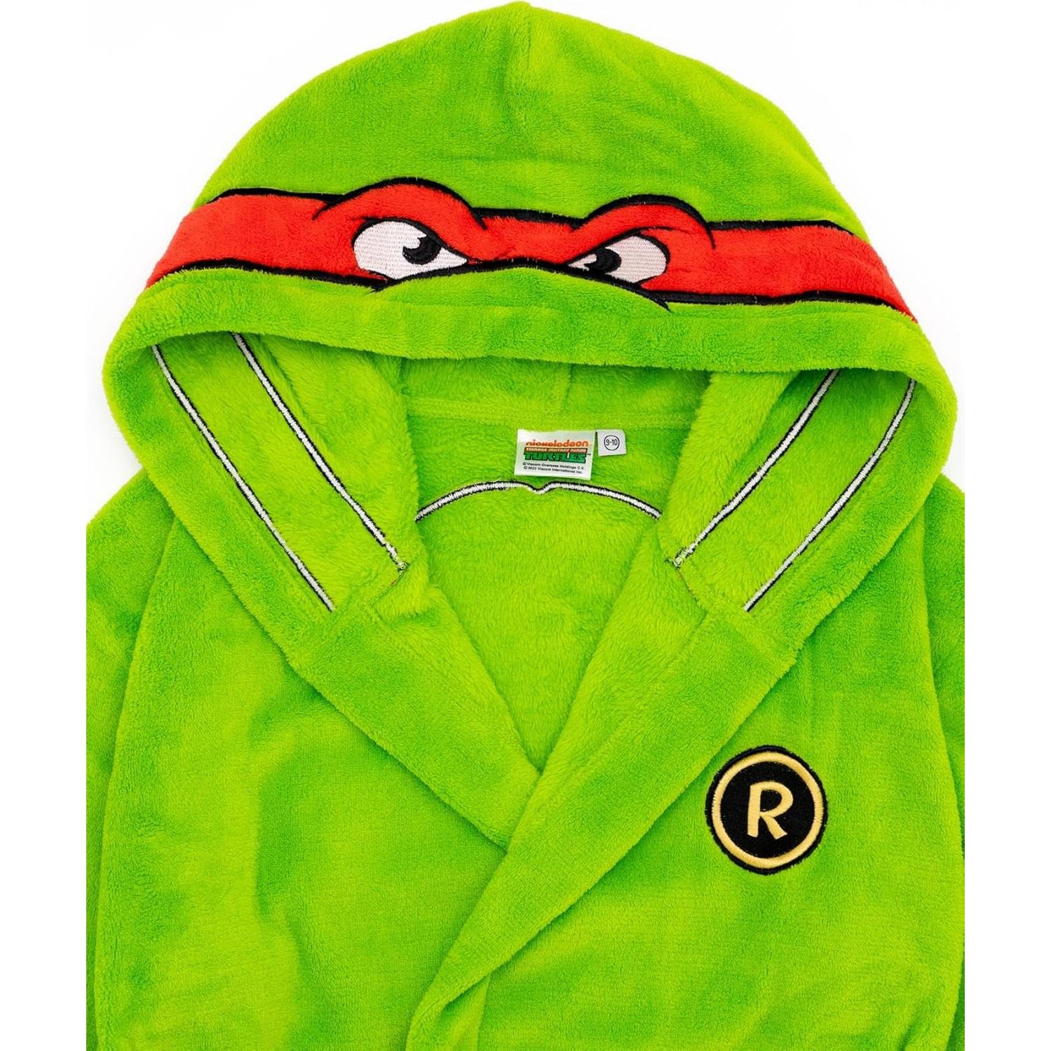 Bata de baño con capucha TMNT para niños 9-10 años verde