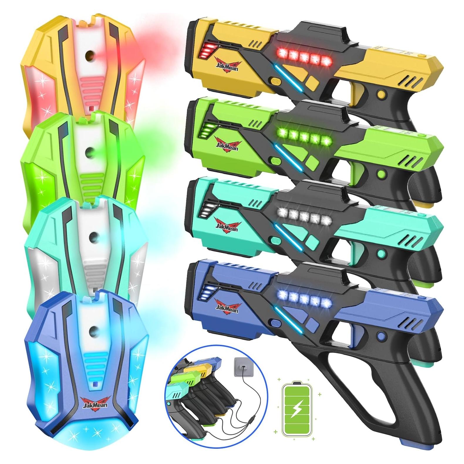Juego de Laser Tag JakMean 4 Pistolas y Chalecos Recargables