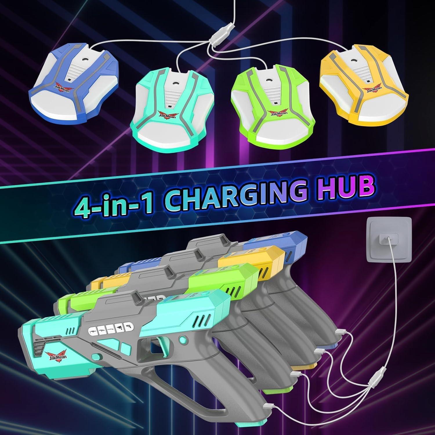 Juego de Laser Tag JakMean 4 Pistolas y Chalecos Recargables