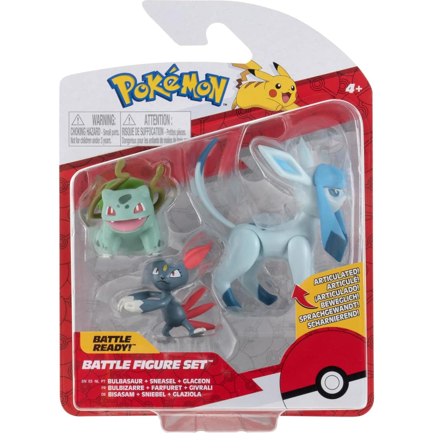 Figuras de Batalla Pokémon Jazwares 3 Pack Bulbasaur Sneasel Glaceon