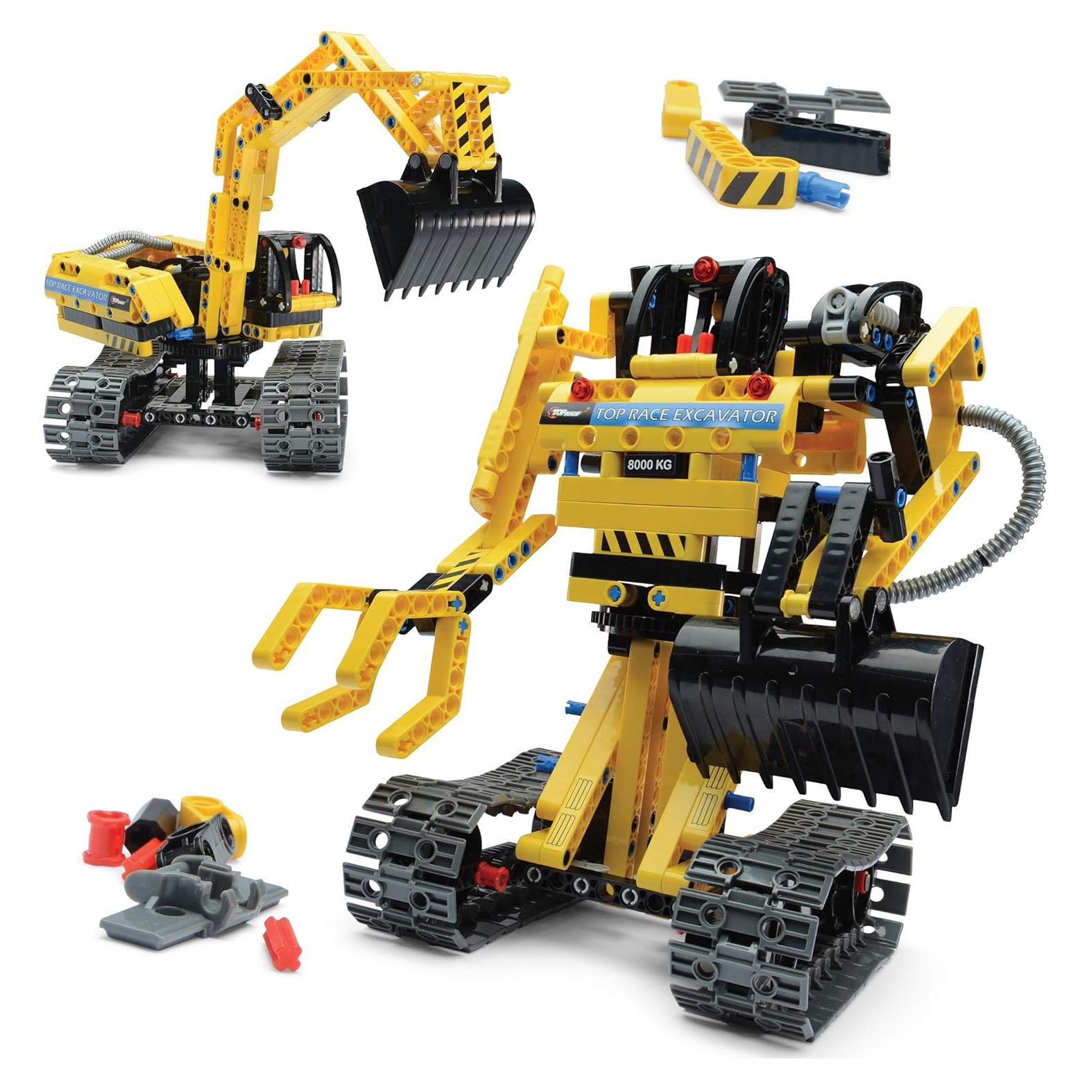 Juguete de Construcción Top Race TR-811 2 en 1 Excavadora y Robot
