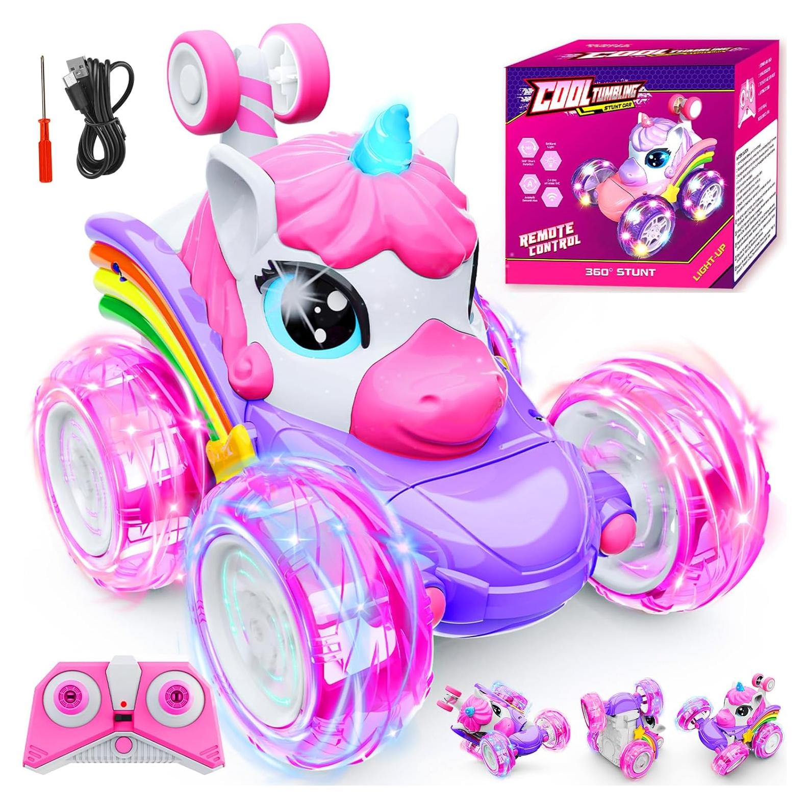 Coche de Control Remoto Unicornio Rosa 4WD 360° para Niñas