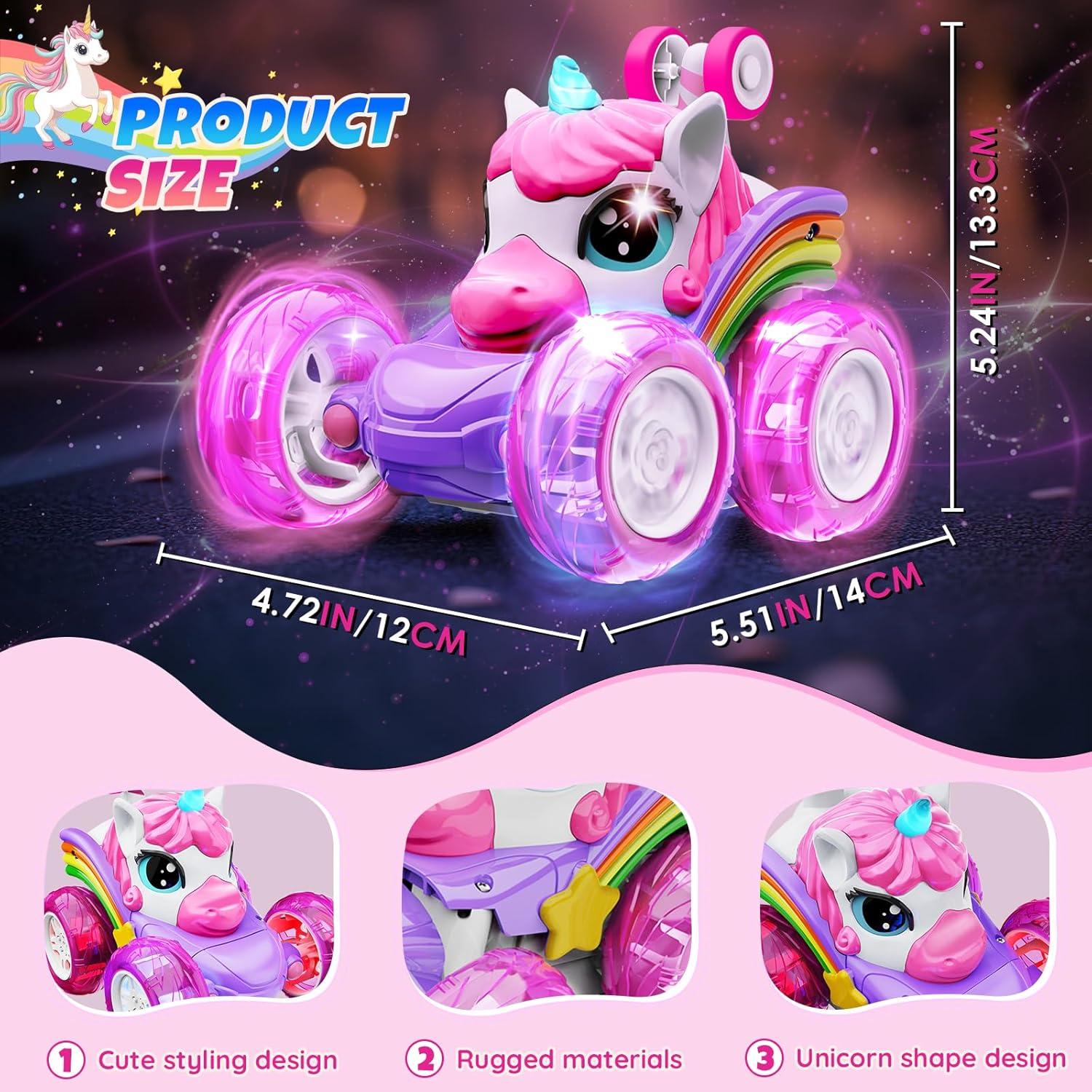 Coche de Control Remoto Unicornio Rosa 4WD 360° para Niñas