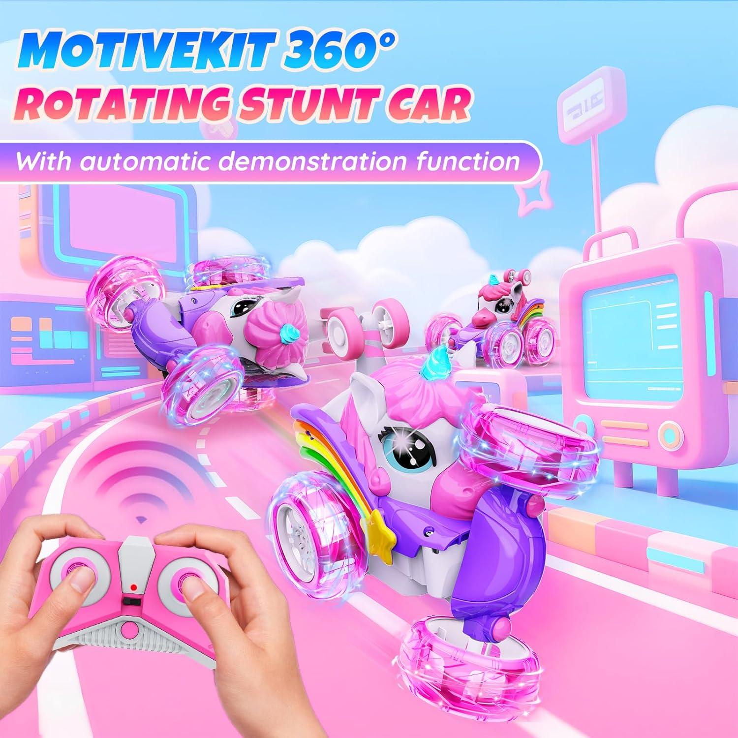 Coche de Control Remoto Unicornio Rosa 4WD 360° para Niñas