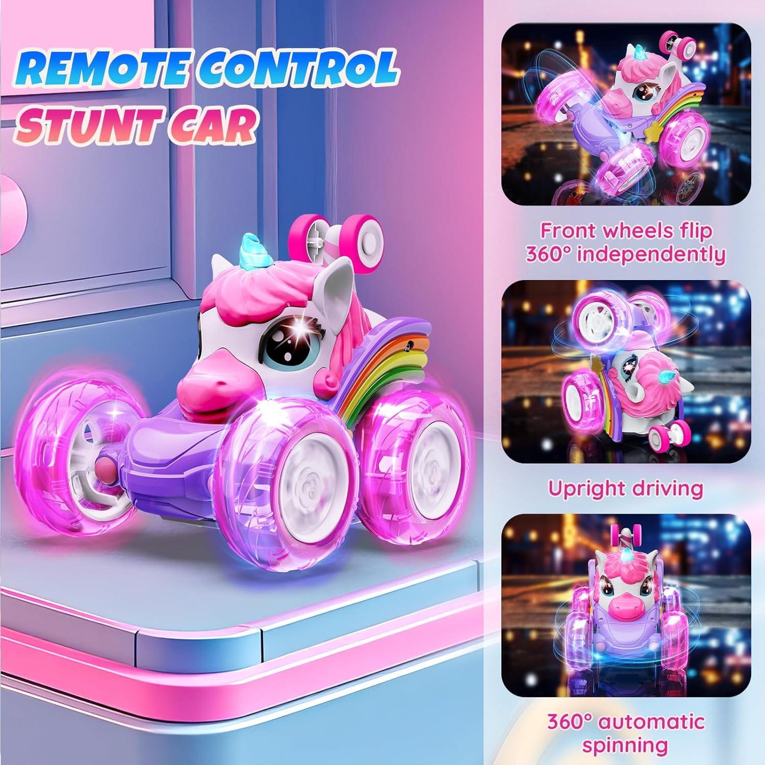 Coche de Control Remoto Unicornio Rosa 4WD 360° para Niñas