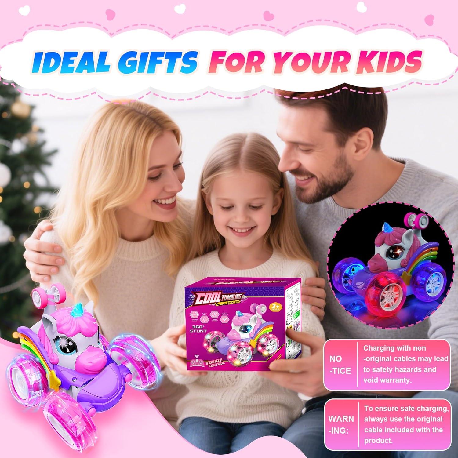 Coche de Control Remoto Unicornio Rosa 4WD 360° para Niñas