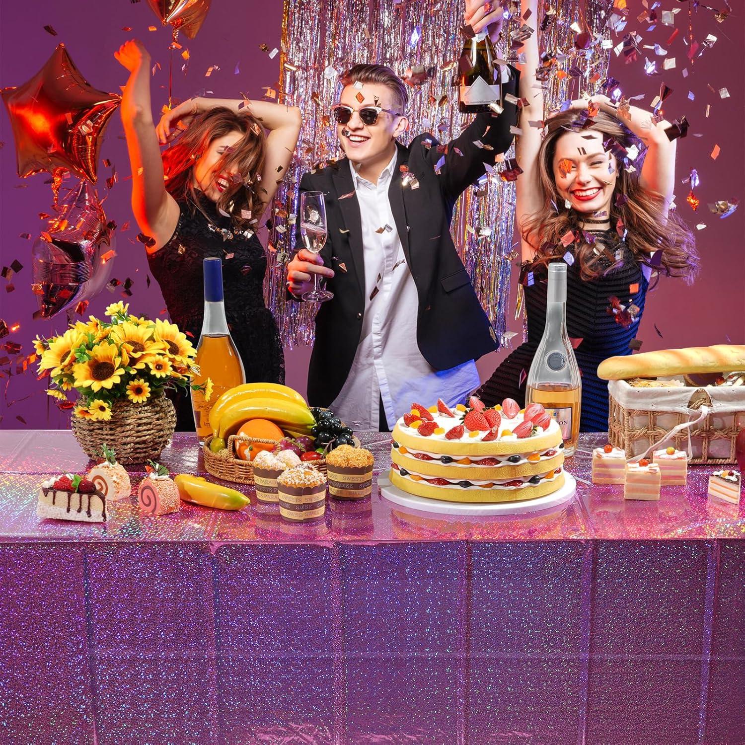 Manteles Desechables Rosa Iridiscente FunnyPars - 3 Paquetes