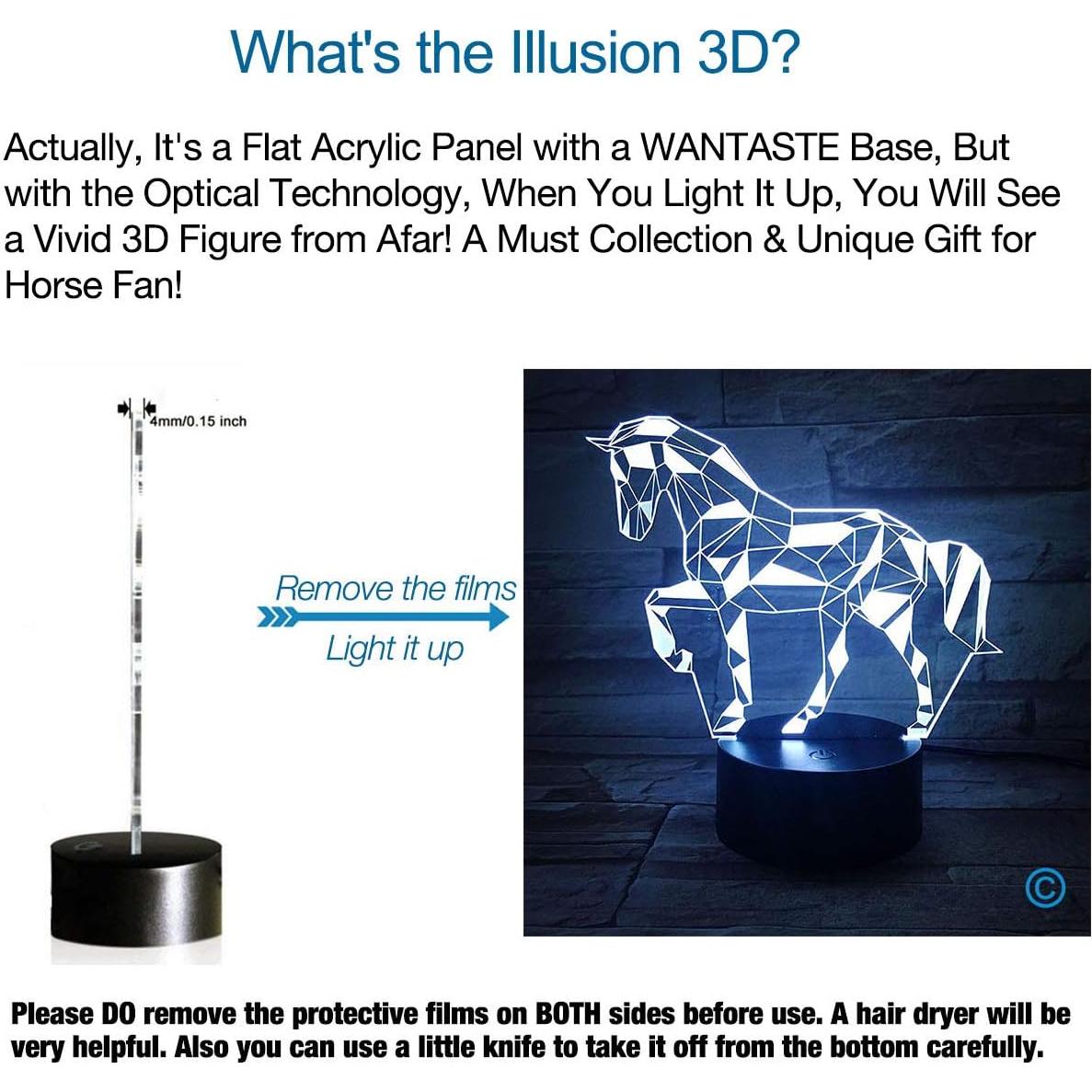 Lámpara Nocturna 3D Caballo WANTASTE con Control Remoto