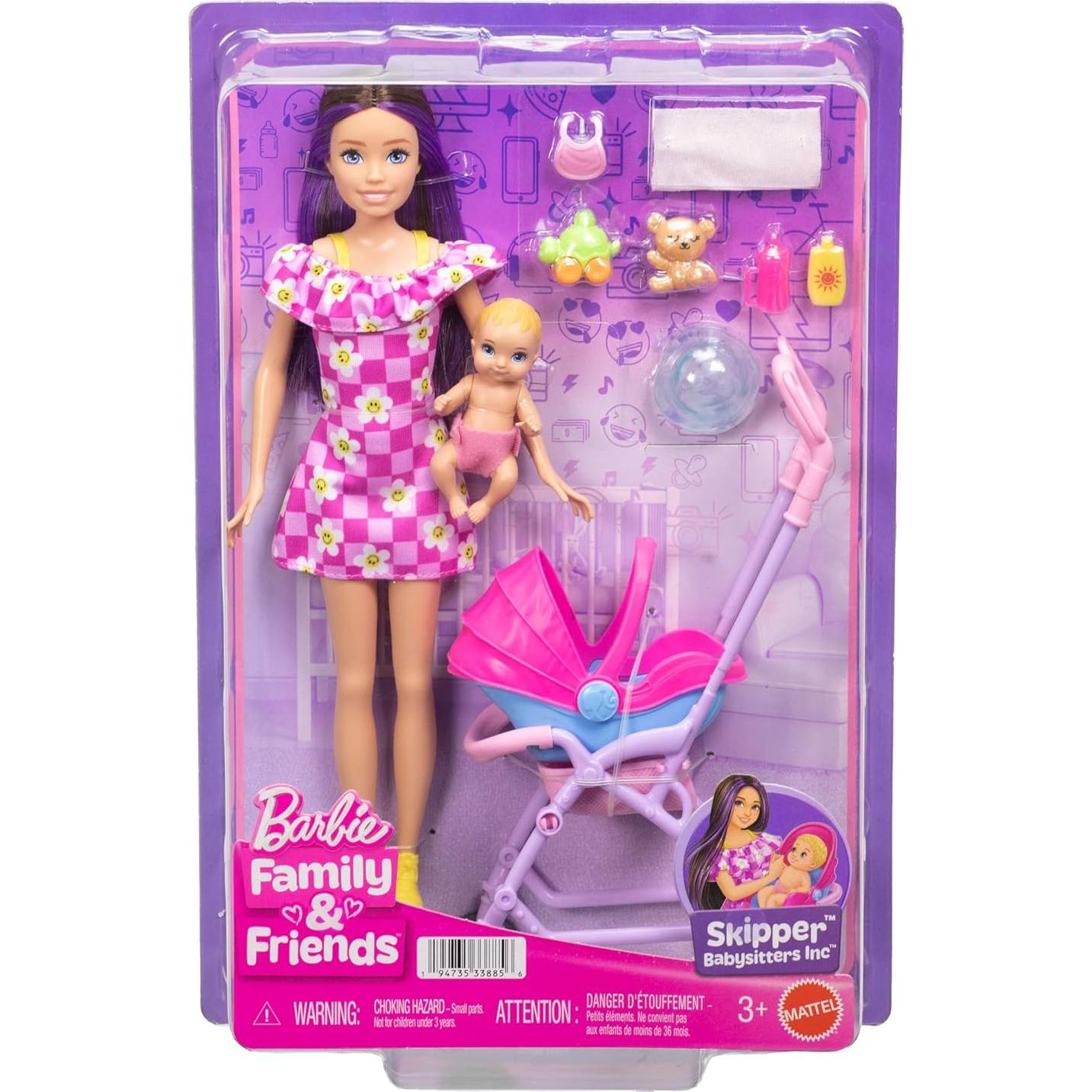 Set de Juego Barbie Skipper Canguros Inc. con Muñeca y Cochecito