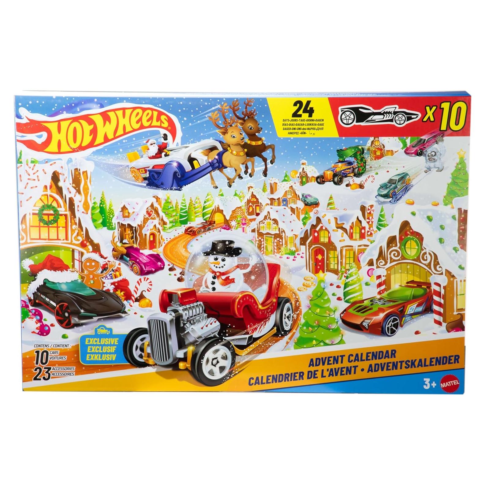 Calendario de Adviento Hot Wheels 2025 con 10 Vehículos 1:64