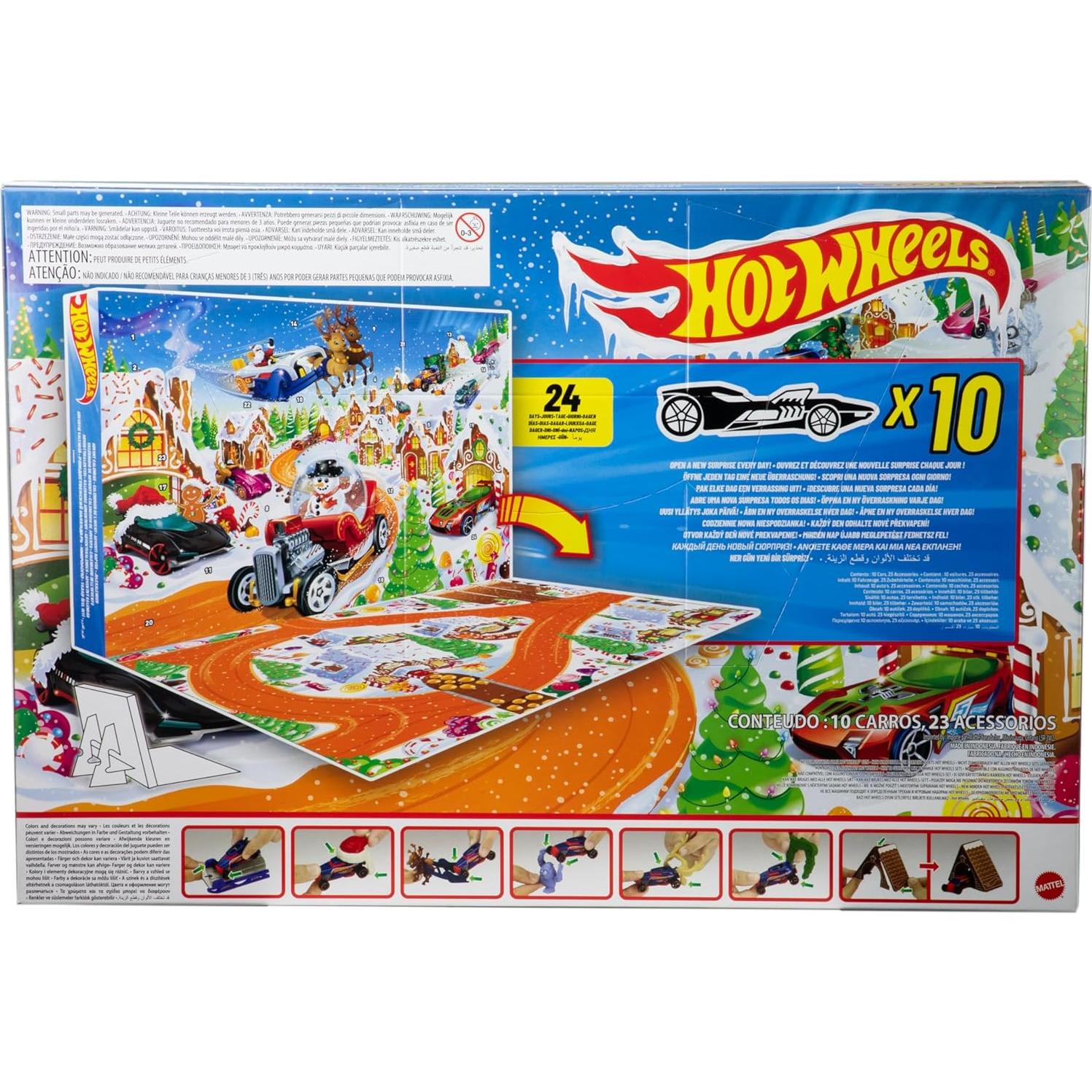 Calendario de Adviento Hot Wheels 2025 con 10 Vehículos 1:64