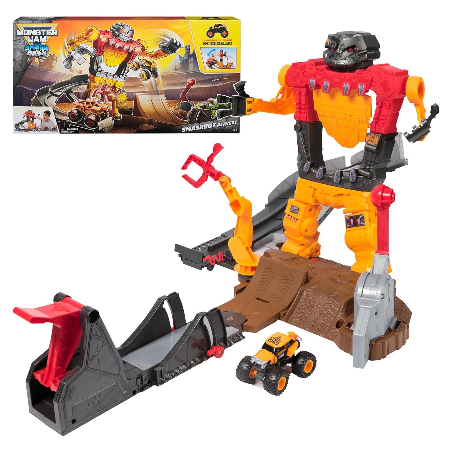 Monster Jam SmashBot Playset con Lanzador y Camión 1:64