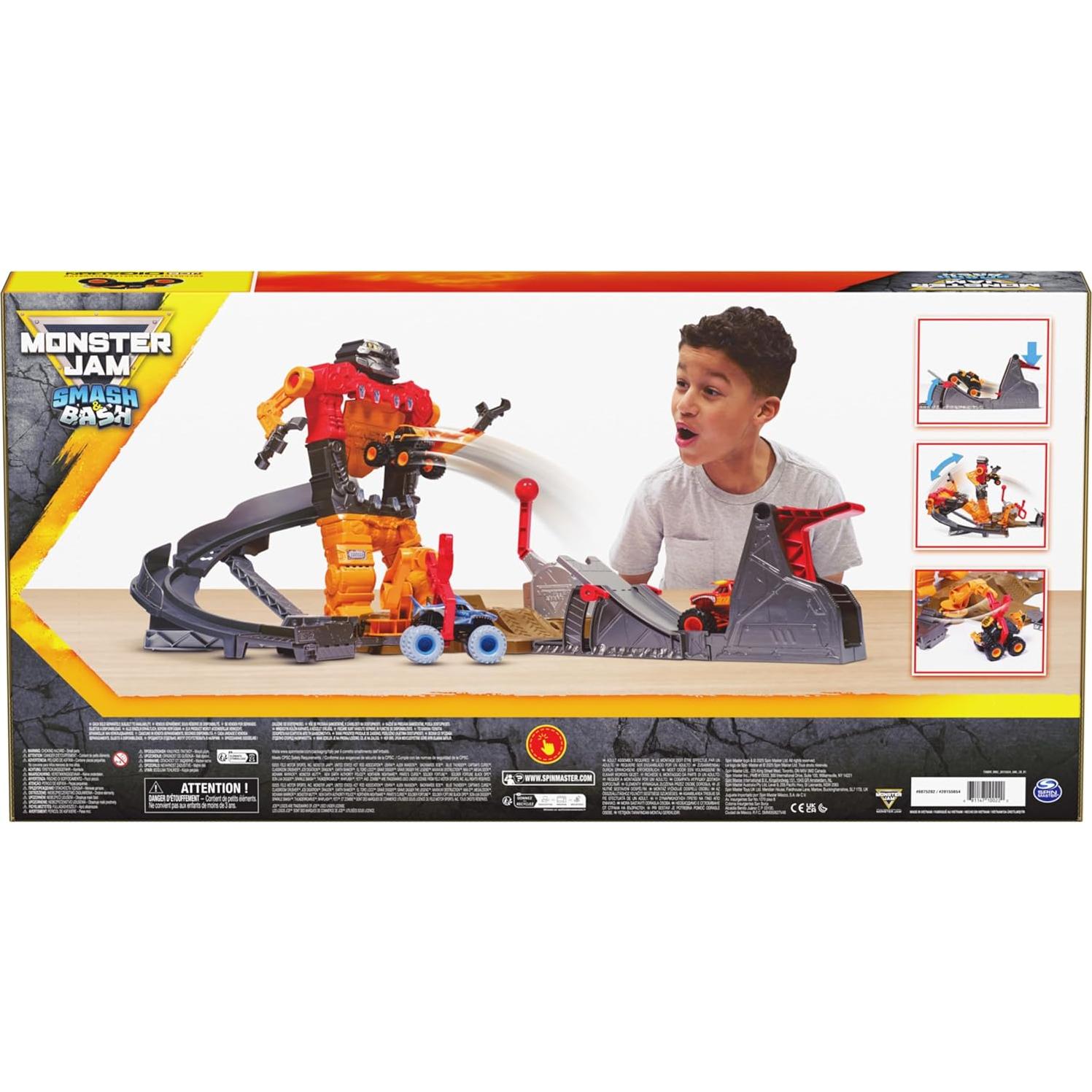 Monster Jam SmashBot Playset con Lanzador y Camión 1:64
