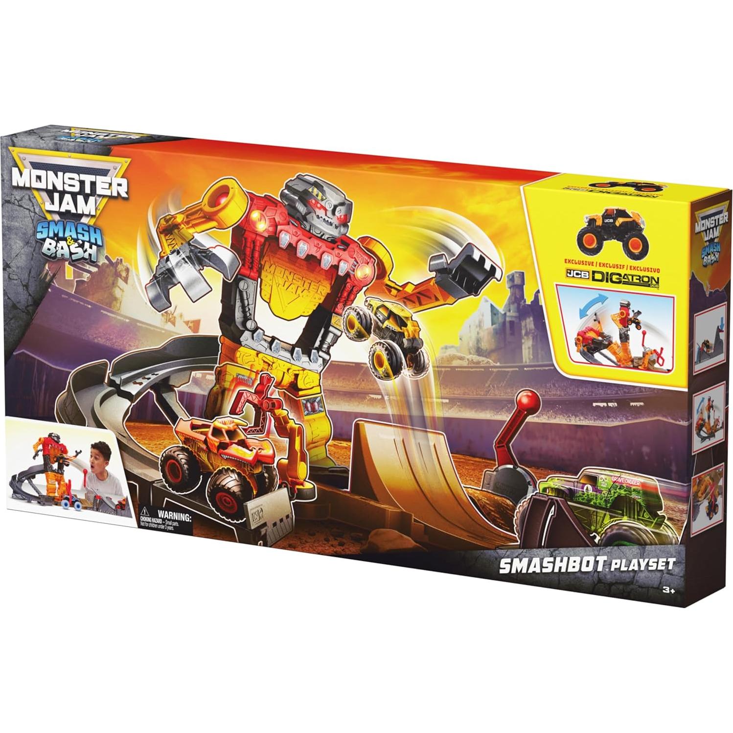 Monster Jam SmashBot Playset con Lanzador y Camión 1:64