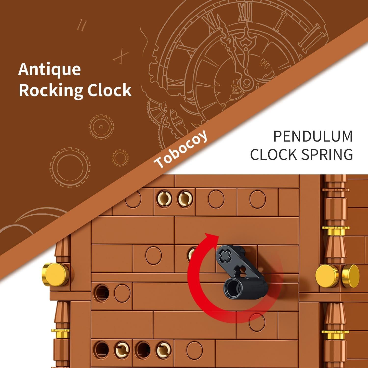 Juego de Bloques de Construcción Reloj Péndulo Vintage Tobocoy 751 Piezas