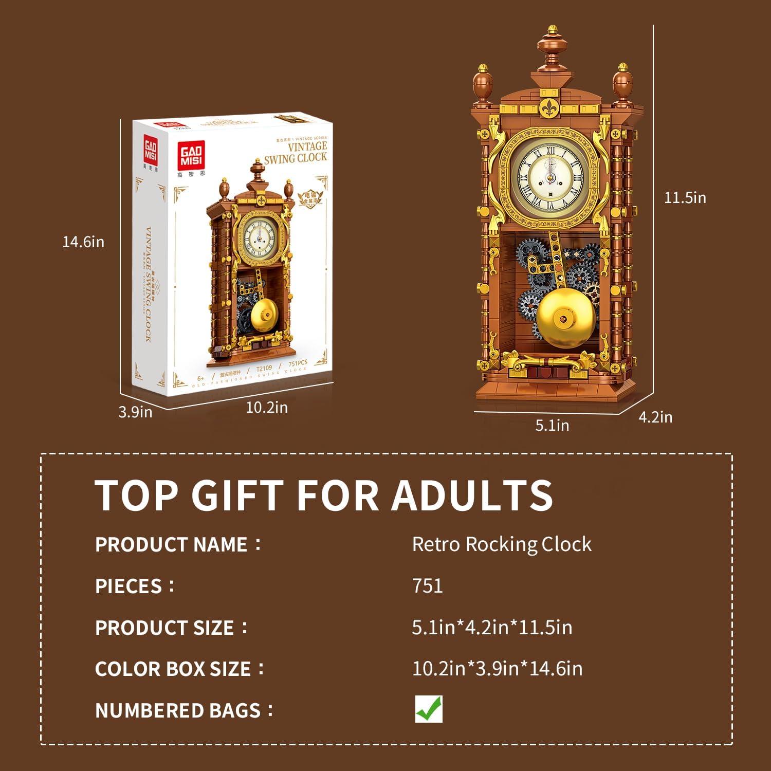 Juego de Bloques de Construcción Reloj Péndulo Vintage Tobocoy 751 Piezas