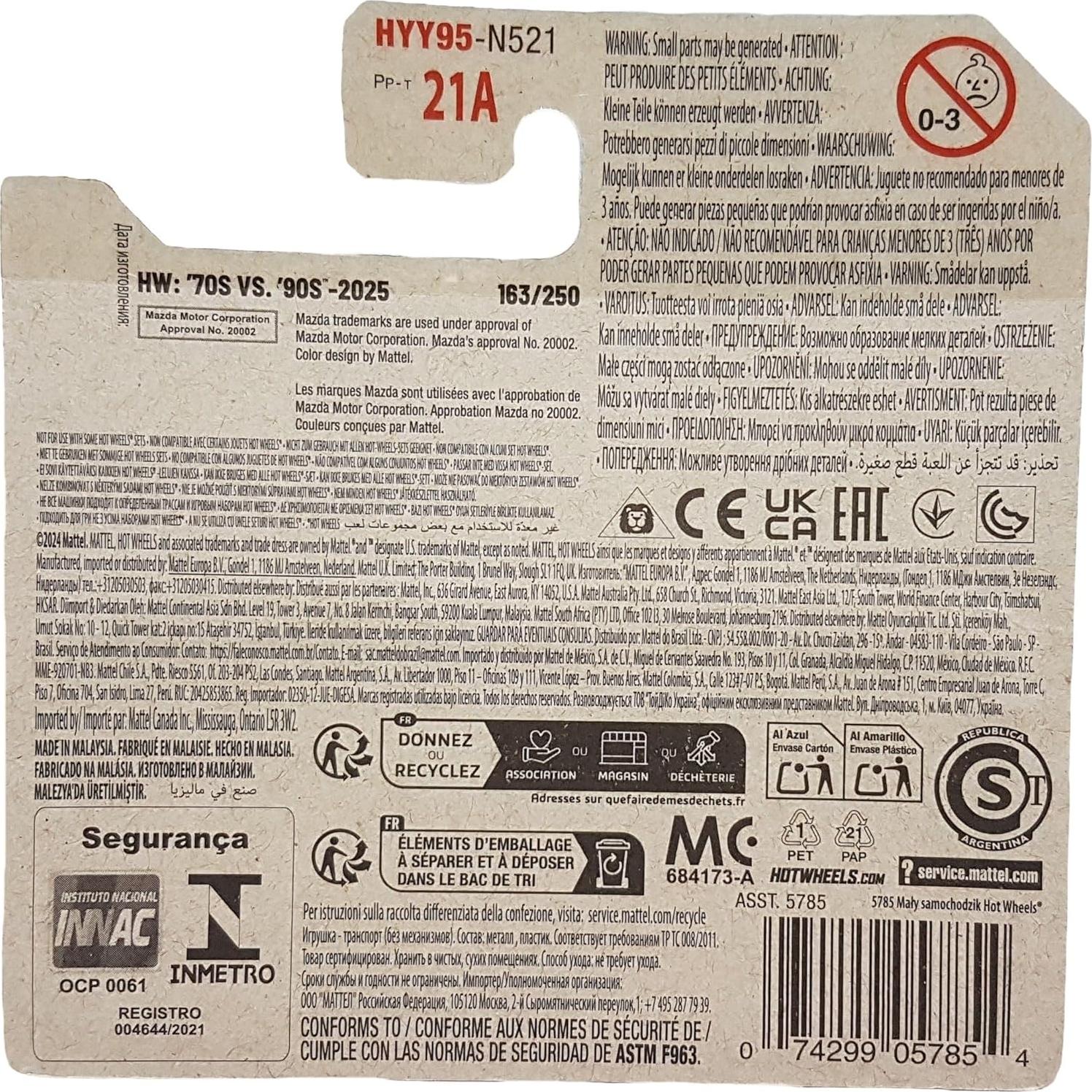 Hot Wheels Mazda RX-7 Drift 1:64 - Mattel 2025 - Amarillo