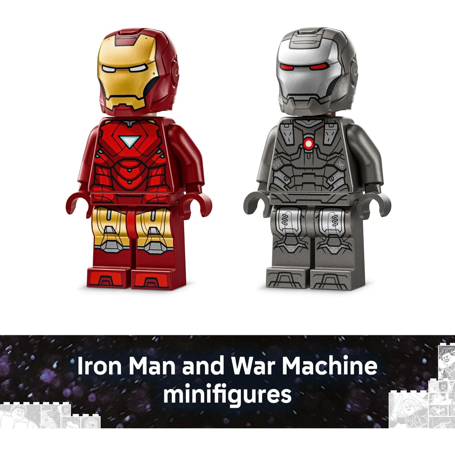 LEGO Marvel Iron Man y War Machine vs Drones Hammer 76320