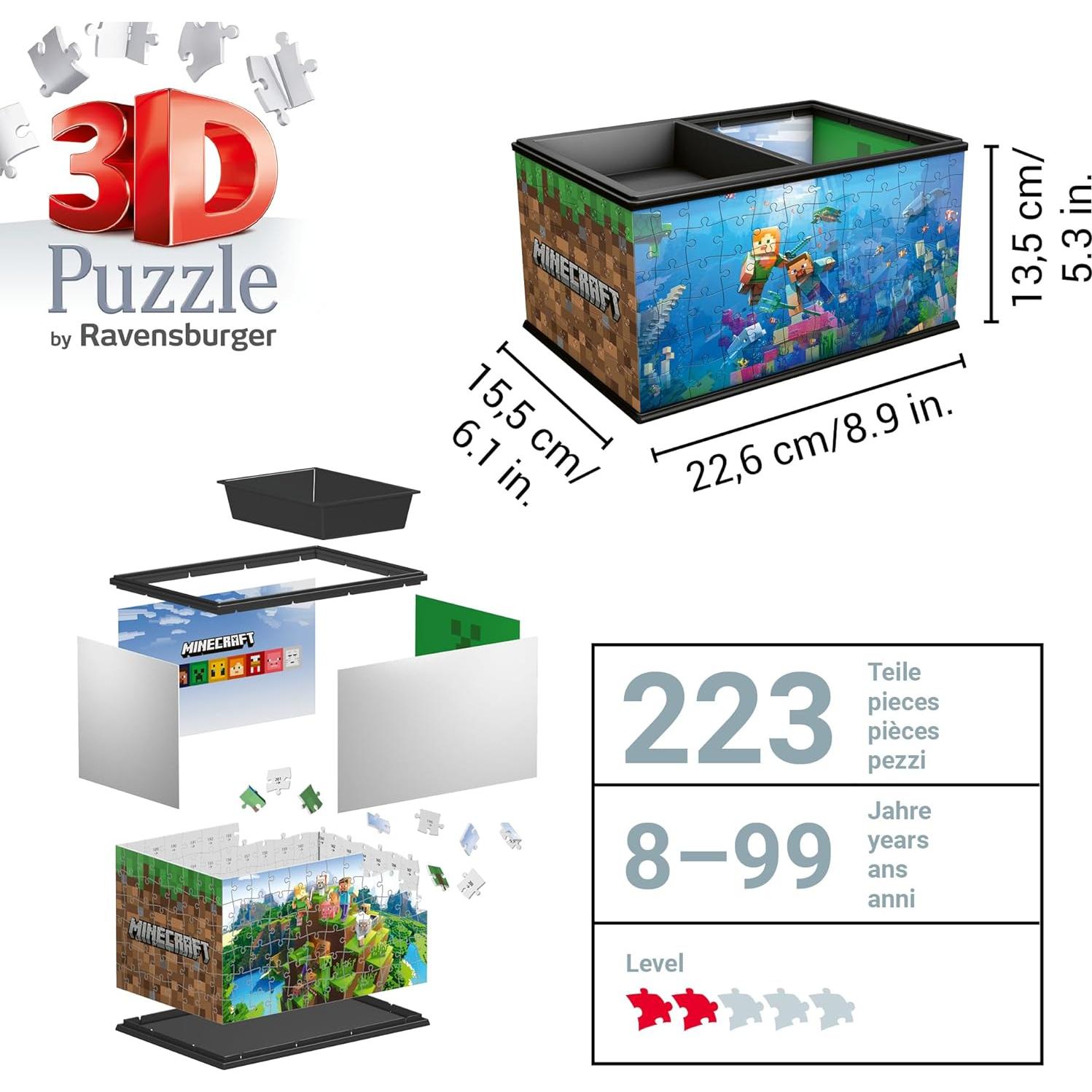 Caja de Almacenamiento 3D Ravensburger Minecraft - 216 Piezas