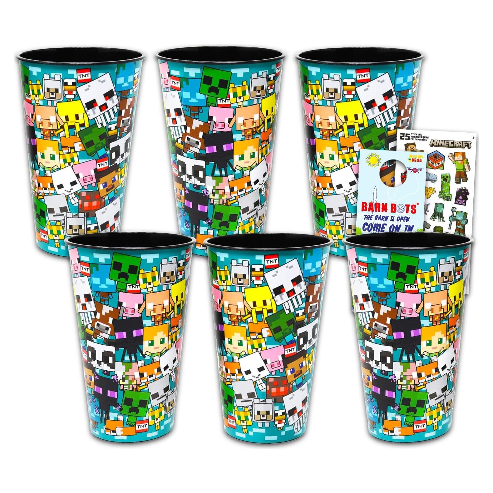 Pack de 6 Tazas Reutilizables Minecraft 24 Oz con Stickers