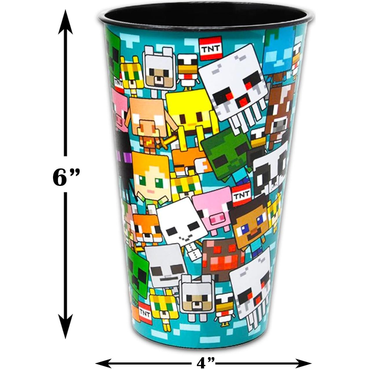 Pack de 6 Tazas Reutilizables Minecraft 24 Oz con Stickers