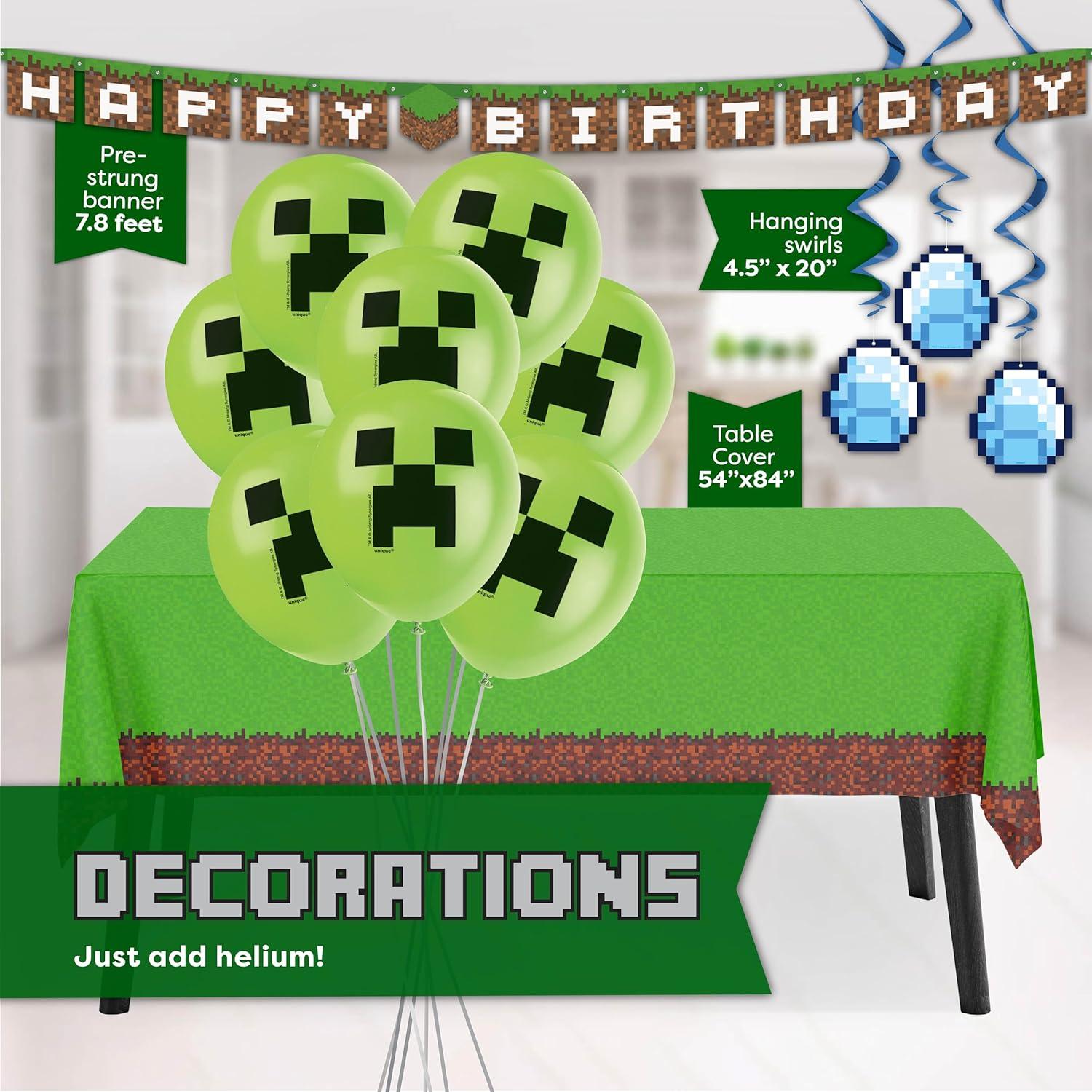 Kit de Fiesta de Cumpleaños Minecraft Unique para 16 Invitados