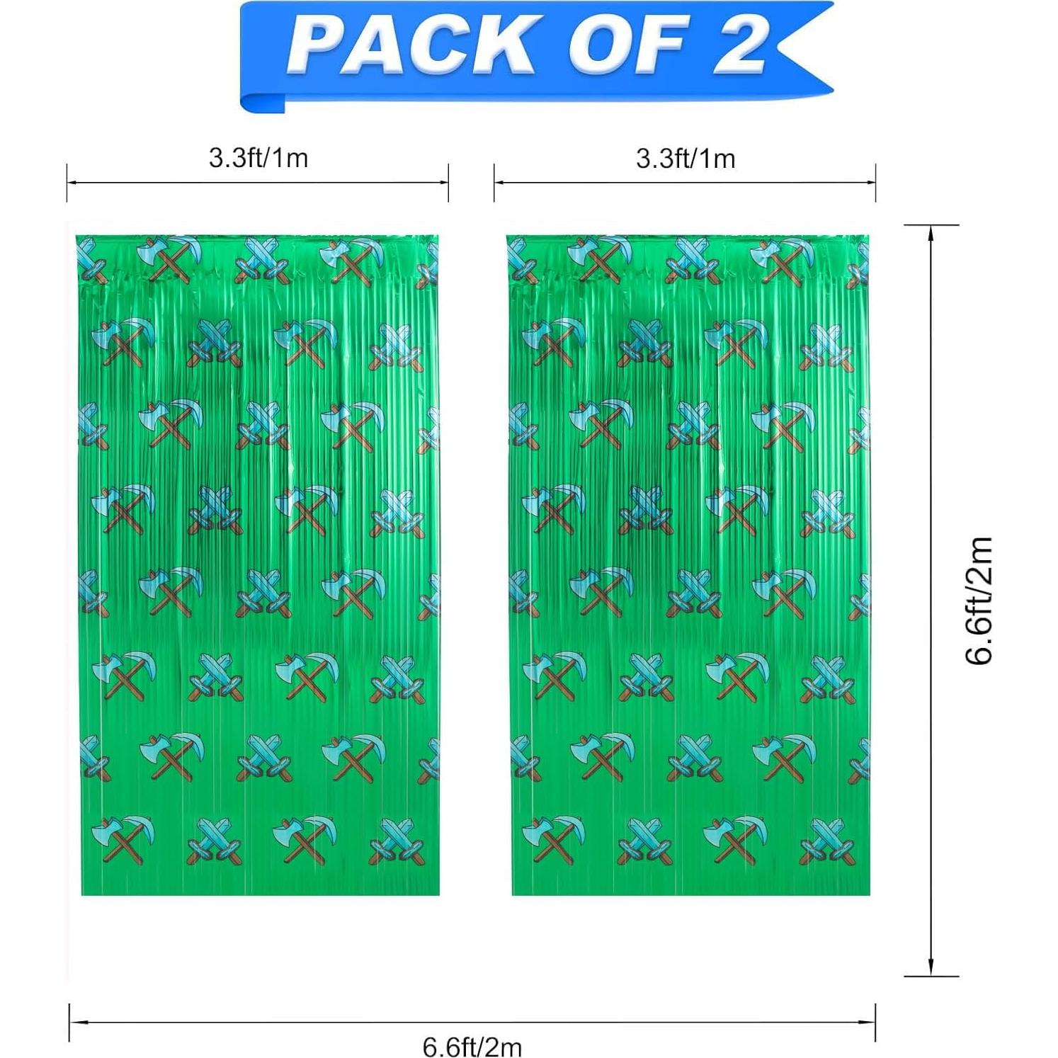 Kit de Decoración de Globos Miner Pixel - 123 Pcs + 2 Cortinas 1x2 m