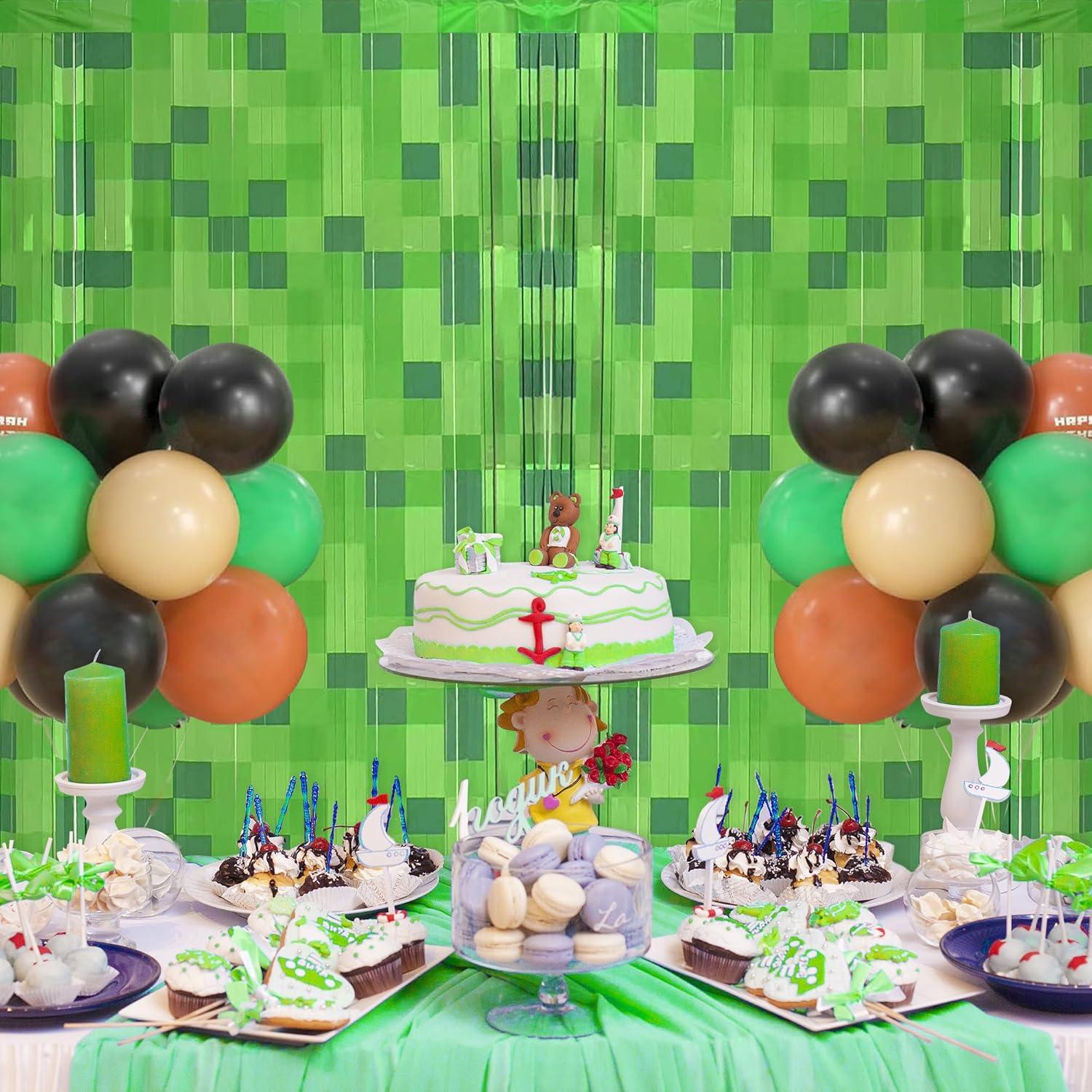 Cortinas de Flecos de Papel Verde Pixel Calmi 2 Pcs 0.97x2m