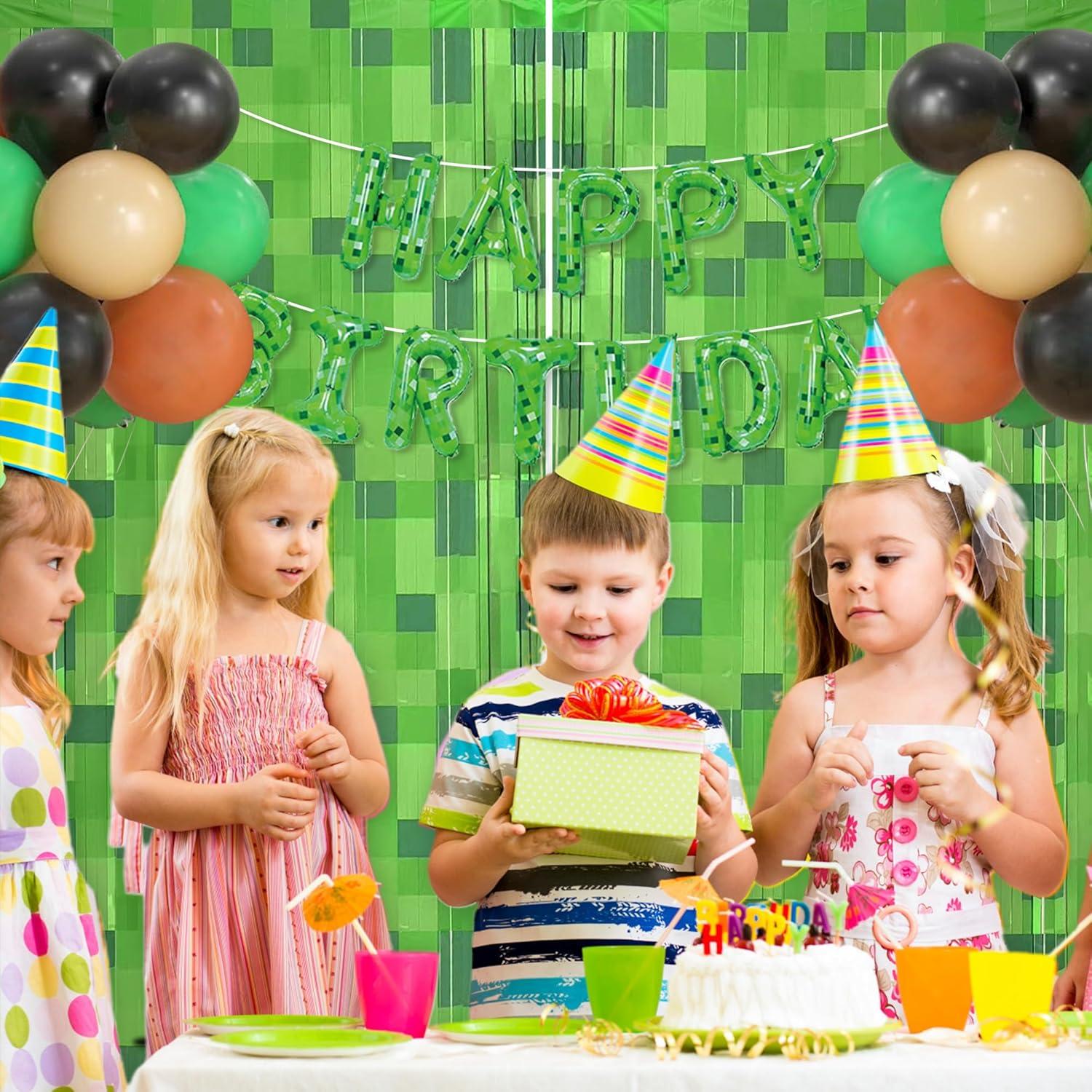 Cortinas de Flecos de Papel Verde Pixel Calmi 2 Pcs 0.97x2m