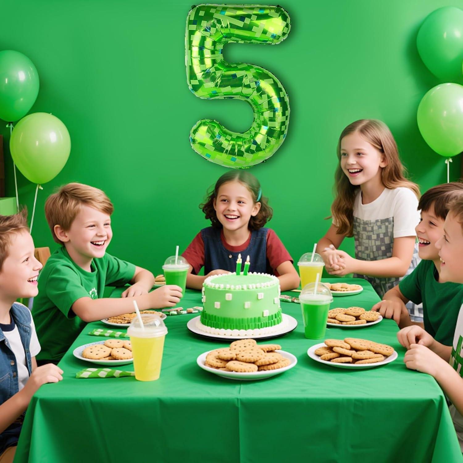 Juego de 5 globos de aluminio n°5 píxel verde 104 cm